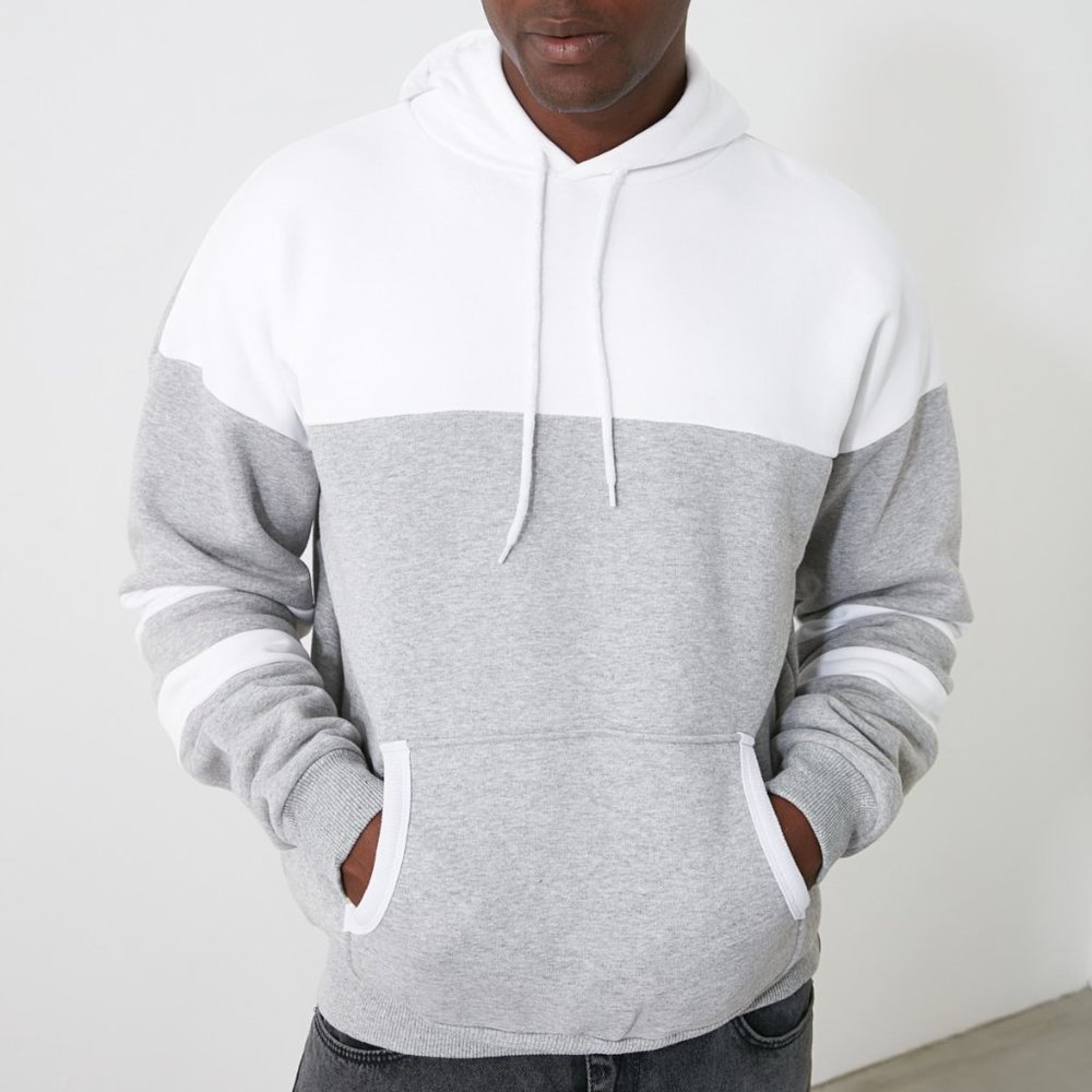 Nwt Men Gray Cotton Hooded Sweatshirt Large